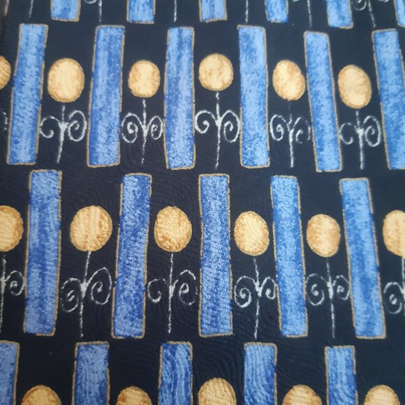 Vintage Bellagio 100% Silk Tie, Blues And Golden Yellow - Picture 8 of 13